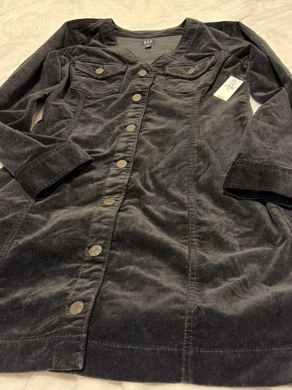 GAP Black Velvet Button-Front Women's dress